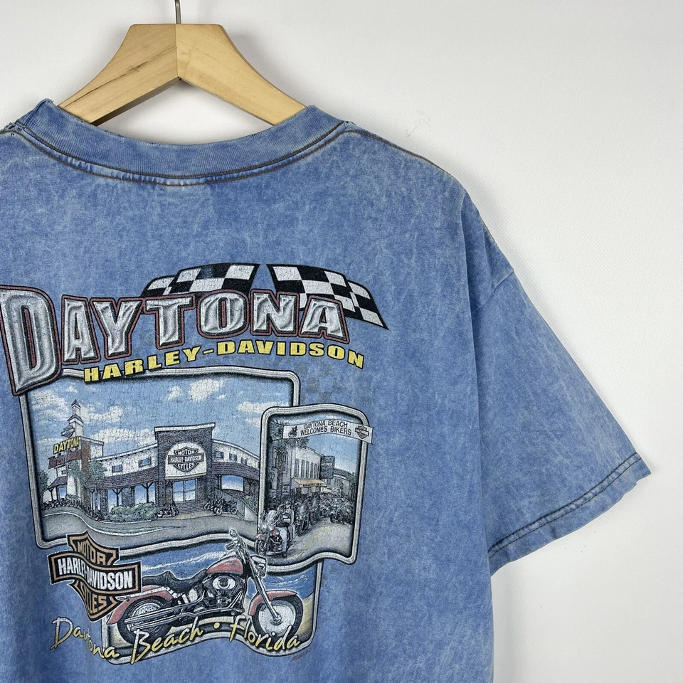 Camiseta vintage Harley Davidson Daytona Big Logo Tie-Dye talla XL azul 2001 ... - Imagen 3 de 4