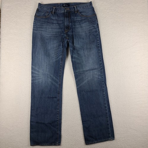 GAP Jeans Herren 36x36 Blau Standard Vintage Relax Straight Dark Wash Passt 36x34