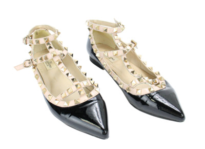 Valentino Garavani Schuhe Damen Eu 39 Lackleder Rockstud Käfig Ballerina