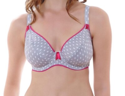 FREYA Lingerie Zen Size 34 DDD Grey Balcony Plunge Underwire Bra Style:1941