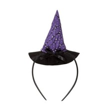 Happy Halloween Sparkling Witch Hat Headband - Black/Purple - NEW