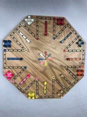 8 Player Aggravation Game Board Wood   Hand Crafted with 3/4 inch Oak Plywood