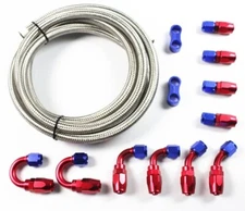 Stainless Steel Braided 6/8/10/12/AN CPE Fuel/Oil/Gas Hose Line & Fittings Kit