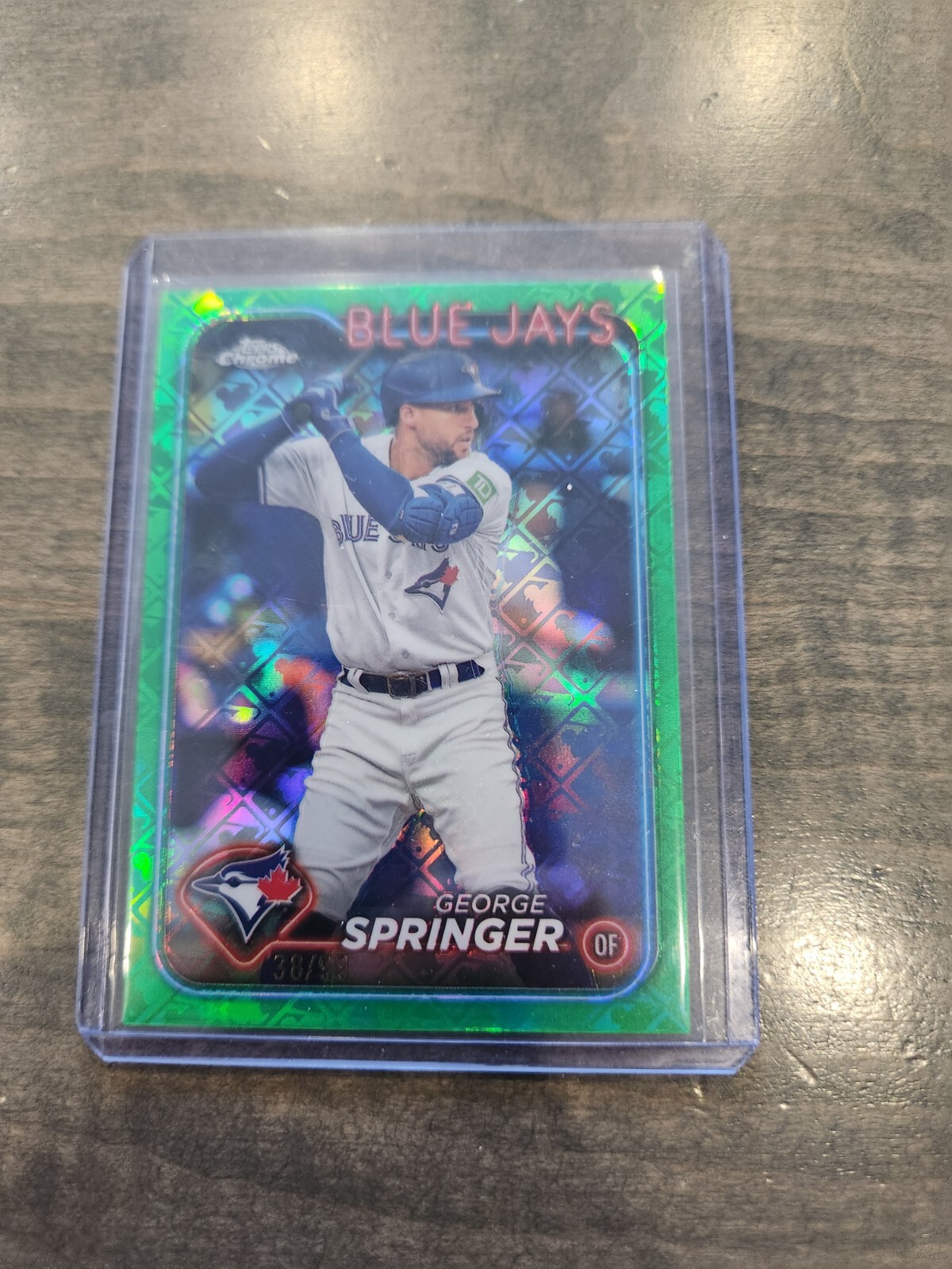 2024 Topps Chrome LogoFractor George Springer Green Refractor #38/99 Blue Jays