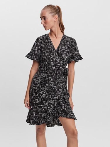VESTE MODA Vestido Corto Envoltura Mini con Volantes y Escote en V VMFILLI NUEVO - Imagen 8 de 22