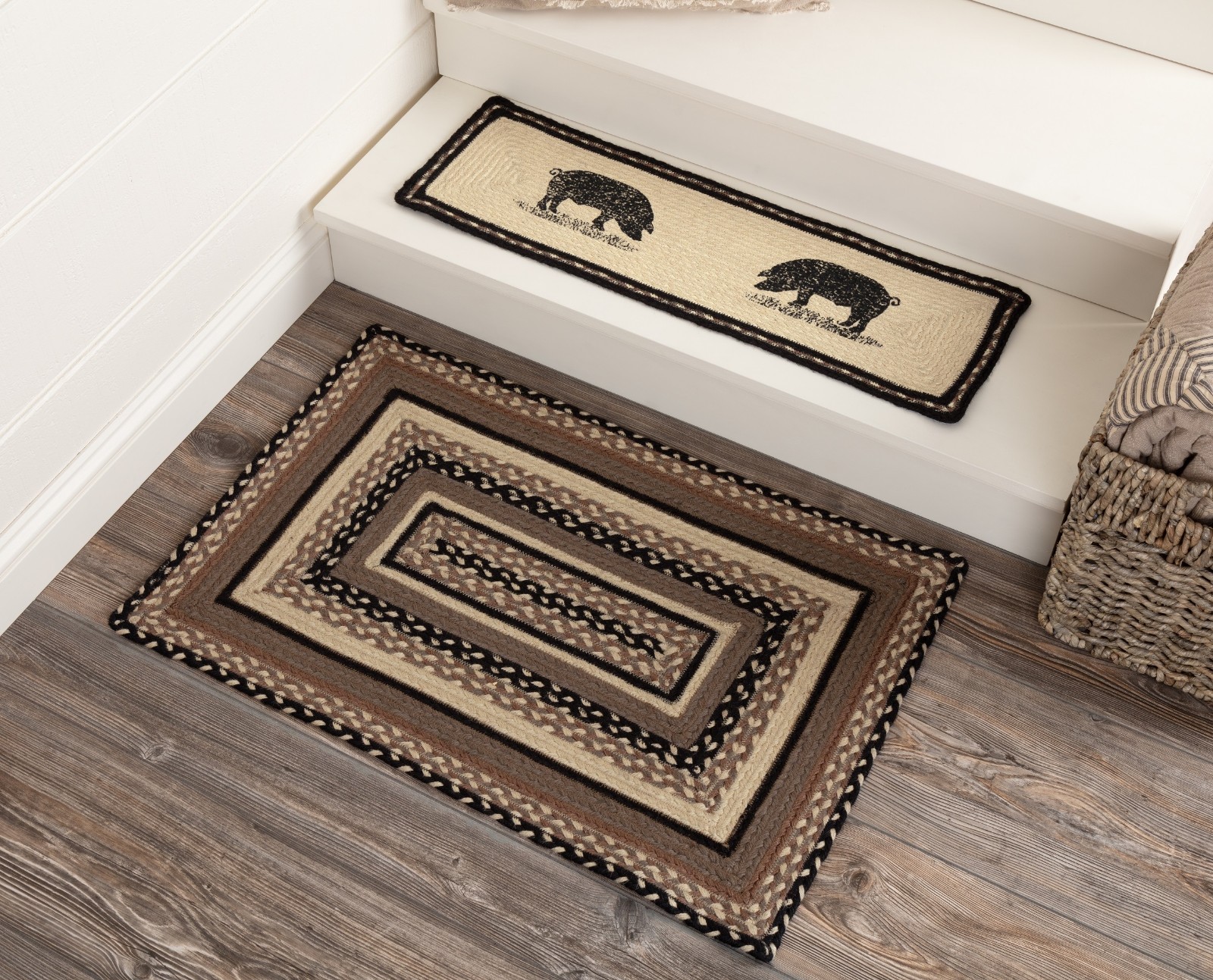 Eco-Friendly Rectangle Braided Rug Earth Tones Brown  Sawyer Mill