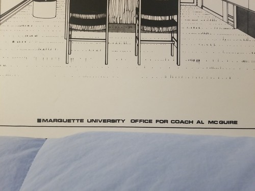 Artist Rendering Drawing Of "MARQUETTE UNIVERSITY - OFFICE FOR COACH AL MCGUIRE" - Picture 6 of 12