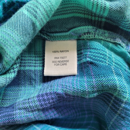 Mudd Girls Blue Green Long Sleeve Collared Plaid Comfort Button Up Shirt Sz 14 - Picture 6 of 10