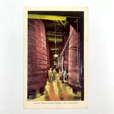 Postcard California Asti CA Italian Swiss Colony Winery Redwood Tanks 1940s