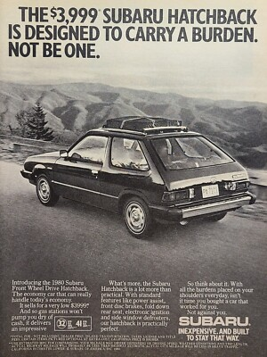 #ad Vintage Print Ad 1980 Suburu Front Wheel Drive Hatchback Mountains **See Descr* $13.77