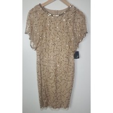 Adrianna Papell Women's Sz. 6 Gold/Nude Knee Length Sequin Dress NWT