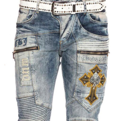 Cipo & Baxx UTAH mens Jeans denim thick stitch straight cut true sizes