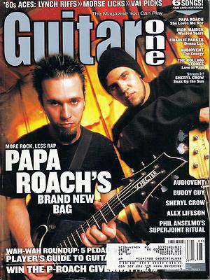 8/02 GUITAR ONE magazine  PAPA ROACH cover  Alex Lifeson