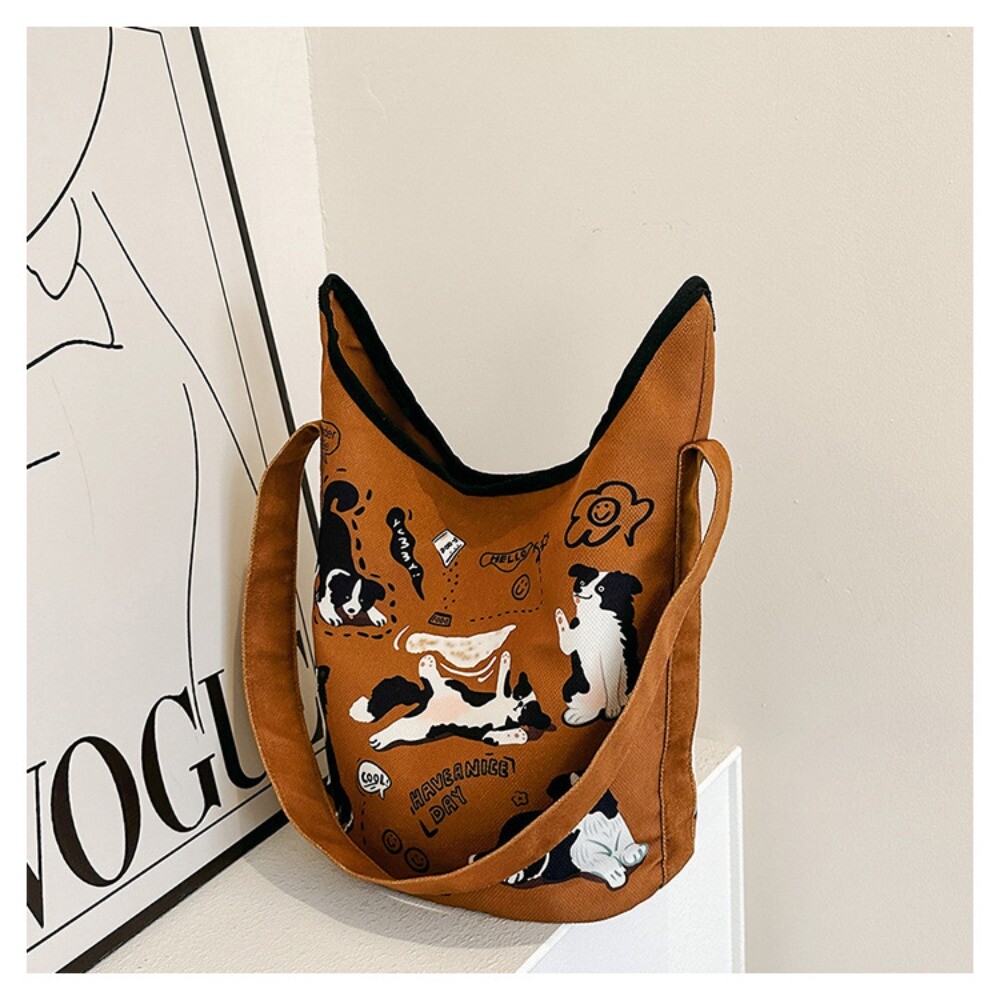 Canvas Cute Little Dog Print Bag Printing Fashion Shopping Bag Student