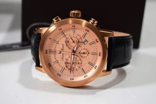 Lucien Piccard Men's Monte Viso Chron Black Leather Watch