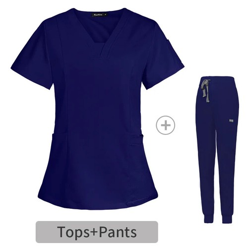 Scrubs Uniform Tops+Pants Nursing Uniform Women Pet Shop Doctor Scrub Workwear - Picture 22 of 32