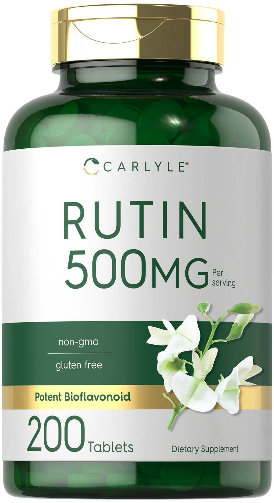 Rutin 500mg | 200 Caplets | Vegetarian, Non-GMO, Gluten Free | by Carlyle