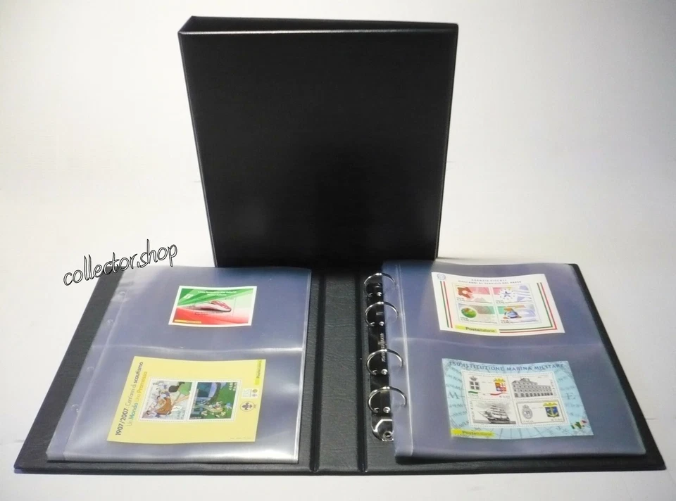 SAFE ALBUM RACCOGLITORE PER FRANCOBOLLI FOGLIETTI BF CON 25 FOGLI AD 2 SCOMPARTI