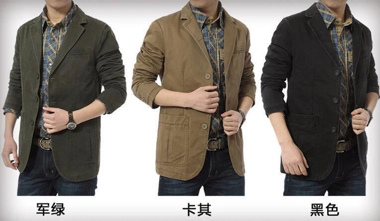 Blazer informal para hombre chaqueta manga larga algodón lavado tres botones trajes abrigo regalo Foto 2 de 4