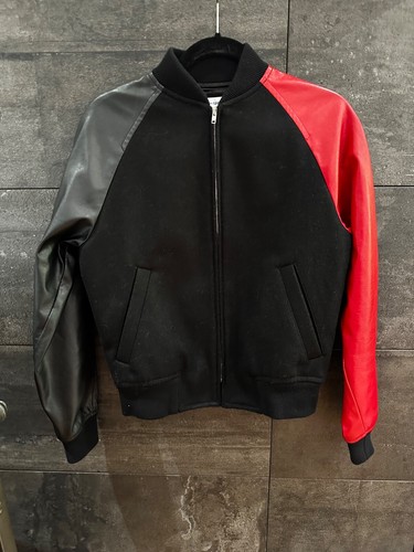 Comme Des Garcons Shirt Faux Leather Sleeves  Bomber Jacket size S - Picture 6 of 12