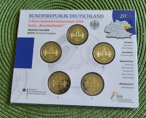 BRD 5 x 2 Euro ADFGJ st im Originalblister (Wählen Sie zwischen 2006 - 2022) - Picture 11 of 21