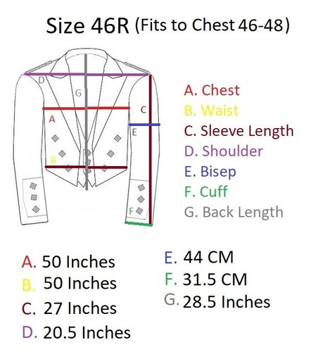 Chaqueta Negra Prince Charlie Kilt con Chaleco/Chaleco-R, S&L Mangas Tallas EE. UU. Stock - Imagen 21 de 69