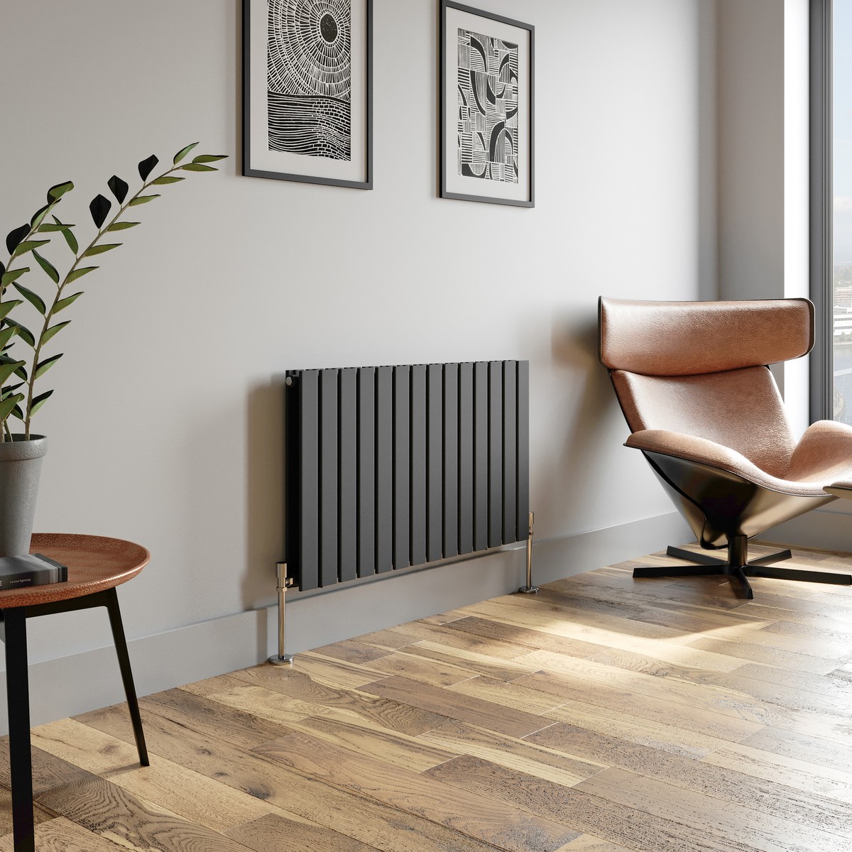 Anthracite Flat Panel Column Designer Radiator Vertical Horizontal Central  Rad | eBay