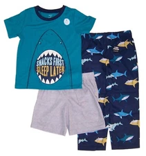 Carters Boys 3 Pc Pajama Set NWT Size 5 Glow in the Dark Shirt Pants Short