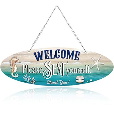 Welcome, Please Seat Yourself Funny Bathroom Sign for Restroom Wall Decor