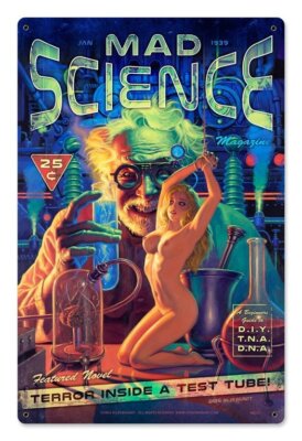 Mad Science Magazin Science Fiction Doctor Pin Up Retro Sign Blechschild Schild