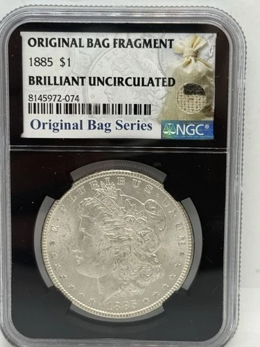 1885-P Morgan Silver Dollar Original Bag Fragment BU NGC #A99
