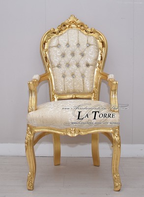 Sedia Poltrona Still Luigi XV Barocco Impero oro tessuto virginia