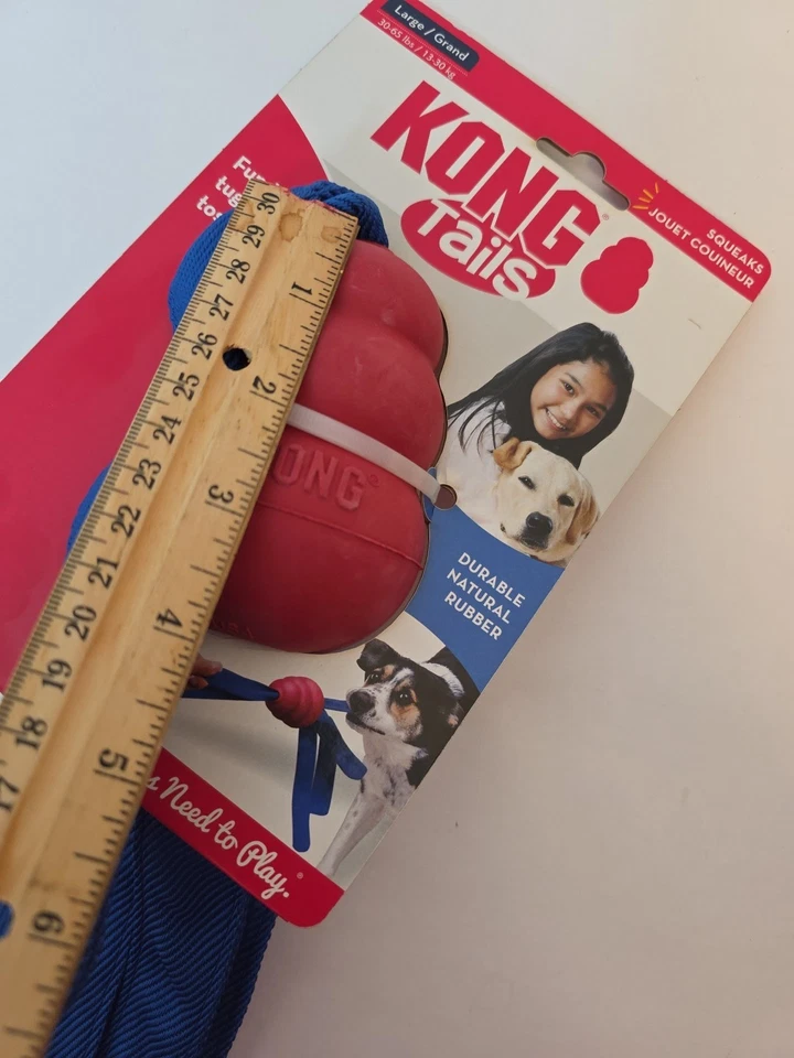 Kong Tails clásico y balístico grande chirriante remolcar y buscar perro juguete para masticar 22" Foto 3 de 4