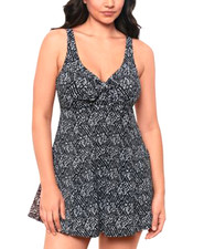 SWIM SOLUTIONS Bow Front Wireless Swimdress Size 18 B/W Retail 112