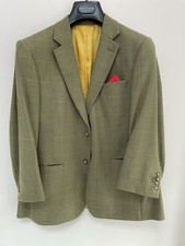 BROOK TAVERNER 40S Tweed Green Check Windowpane Hacking Blazer Jacket