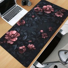 40 90cm Oversized Gaming Mouse Pad with Elegant Floral Design - Large Non-Slip R