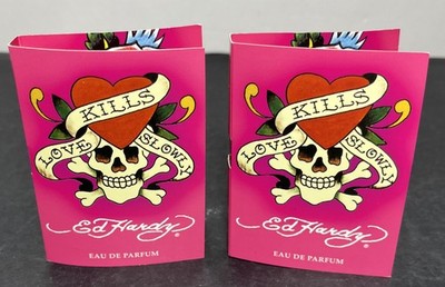Set of 2 Love Kills Slowly by Ed Hardy Eau De Parfum Spray 1.5ml / .05 Fl Oz NEW