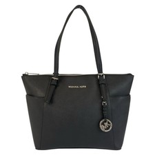 Michael Kors Jet set 30F2STTT8L Tote Bag Shoulder Bag Black SilverHardware