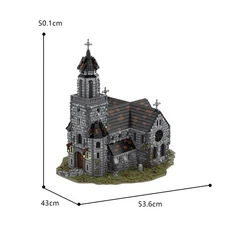 Compatible Medieval Cathedral Model with Castle and Bell Tower 6561