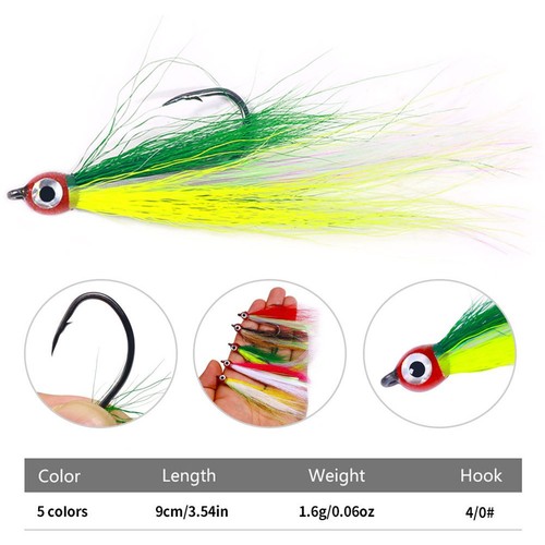 4# Bucktail Hook Bucktail Fish High Carbon Steel Hooks REALISTIC Teaser - Picture 5 of 12
