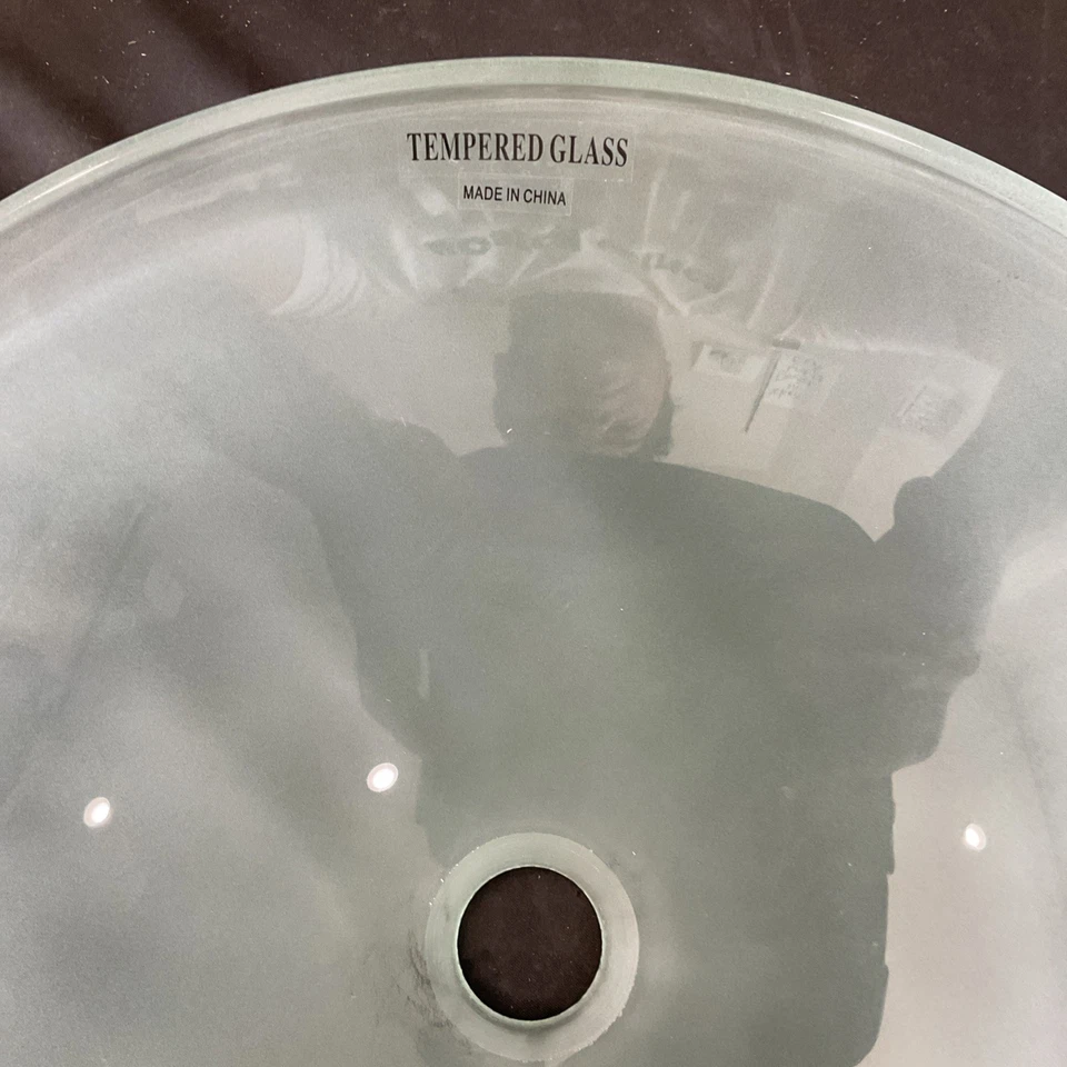 DECOLAV Miami 15 毫米钢化玻璃容器水槽,磨砂白色 1597T-WH Y2 — 第 2/4 张图片