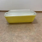 VINTAGE YELLOW PYREX 503 REFRIGERATOR CASSEROLE DISH with 503-LID