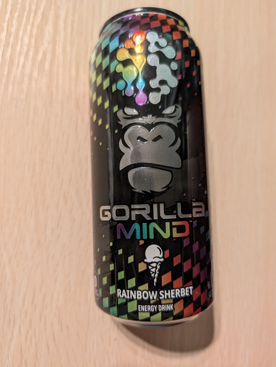 NEW Limited Time Gorilla Mind Rainbow Sherbet Energy Drink 16oz