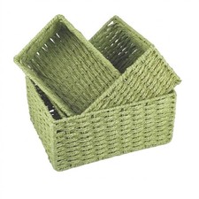 Woven Storage Baskets for Organizing, Set of 3 Natural Paper Rope Decorative ...