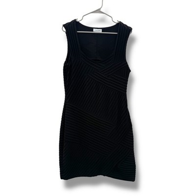 Calvin Klein Black Textured Pleated Sleeveless Dress Women's Size 8 Cocktail
