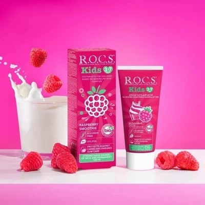 Toothpaste R.O.C.S Baby With Raspberry Smoothie Fluoride-free (3-7 Years)