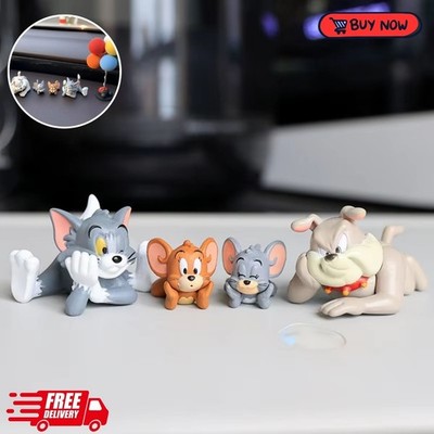 4Pcs/set Cute Cartoon Tom Jerry Tuffy Spike Kawaii PVC Lying Cartoon Figures New