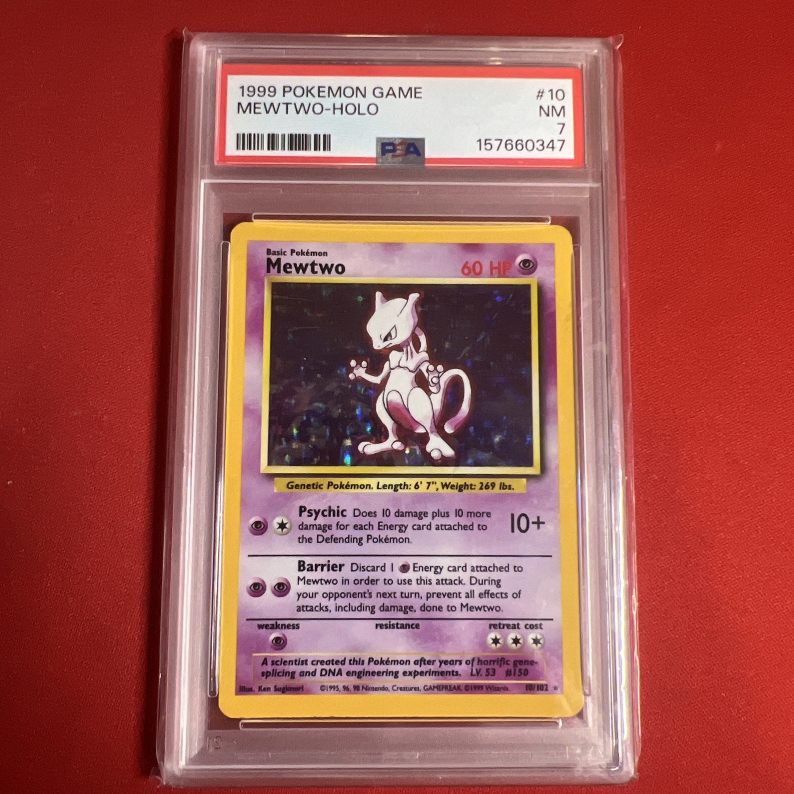 holographic shadlowless first edition mewtwo card 1st Shadowless Holo 10/102 1999 Base Set Pokemon TCG Ca OP PROXIES TCG done to Mewtwo during opponents next turn. Mewtwo 1999 Pokemon Game #10