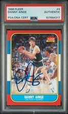 Danny Ainge Signed 1986 Fleer #4 PSA/DNA Auto Boston Celtics Rookie Card NBA RC. rookie card picture