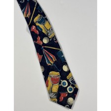 Vintage Essex Row Golf Tie Novelty Golf Clubs Balls Umbrella Navy